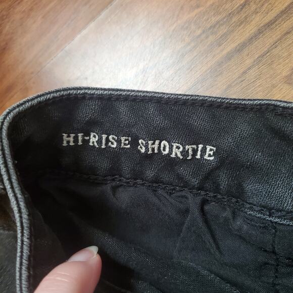 American Eagle Hi-Rise Shortie Lace Embroidery Black Denim Shorts Women's 10 - Picture 7 of 14